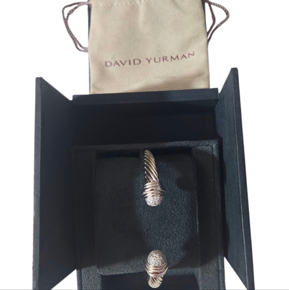 David Yurman Silver Cable Diamond Terminal Bracelet